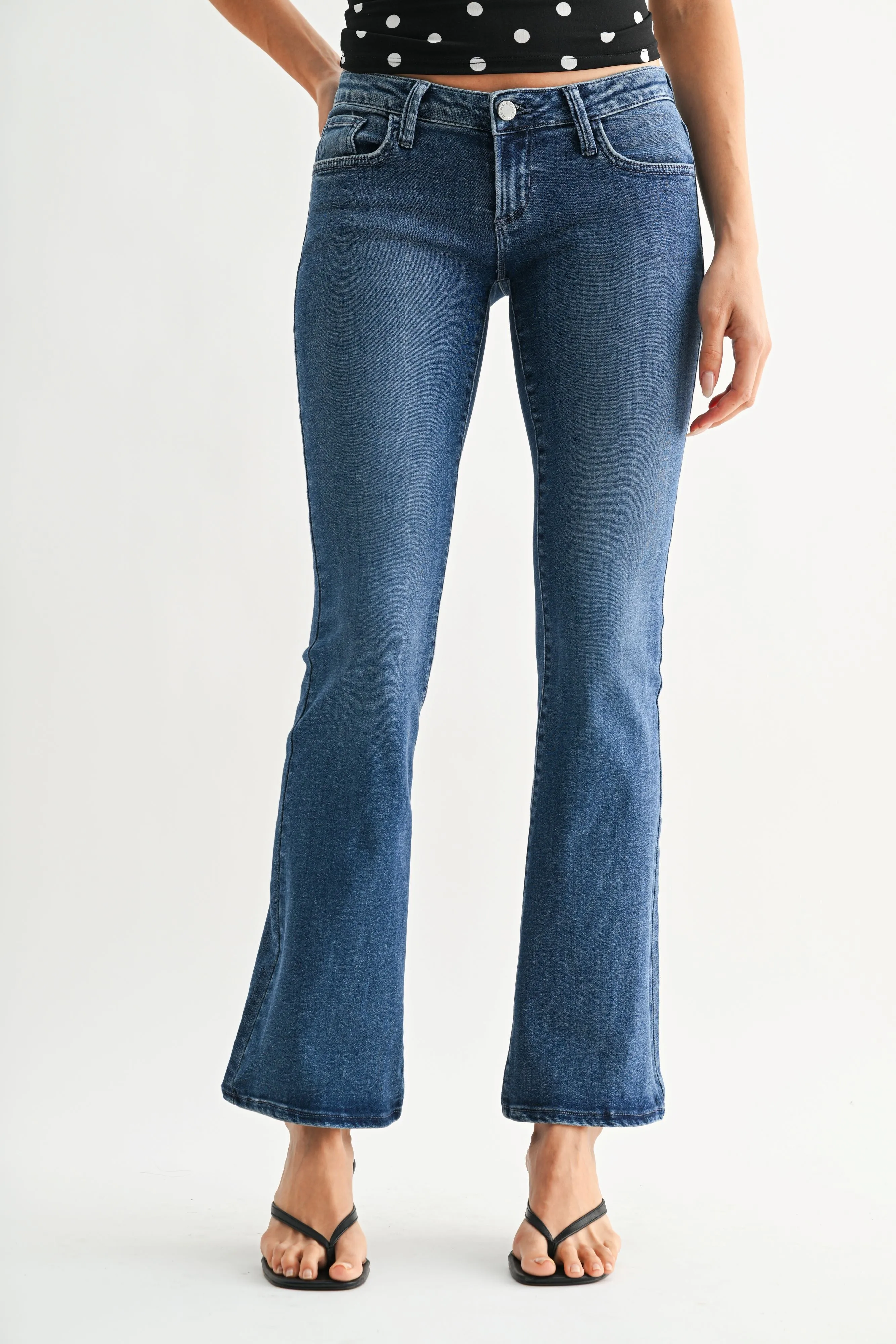 The Micro Low Rise Kick Flare sold by Just Black Denim