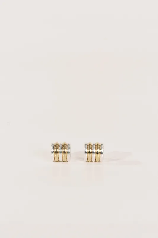 Hollyhock Mixed Metal Earrings Small sold by Dehanche