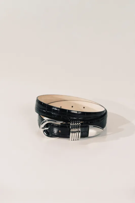 Hollyhock Black Croco Silver made by Dehanche