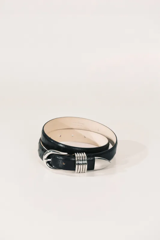 Hollyhock Black Ostrich Silver made by Dehanche