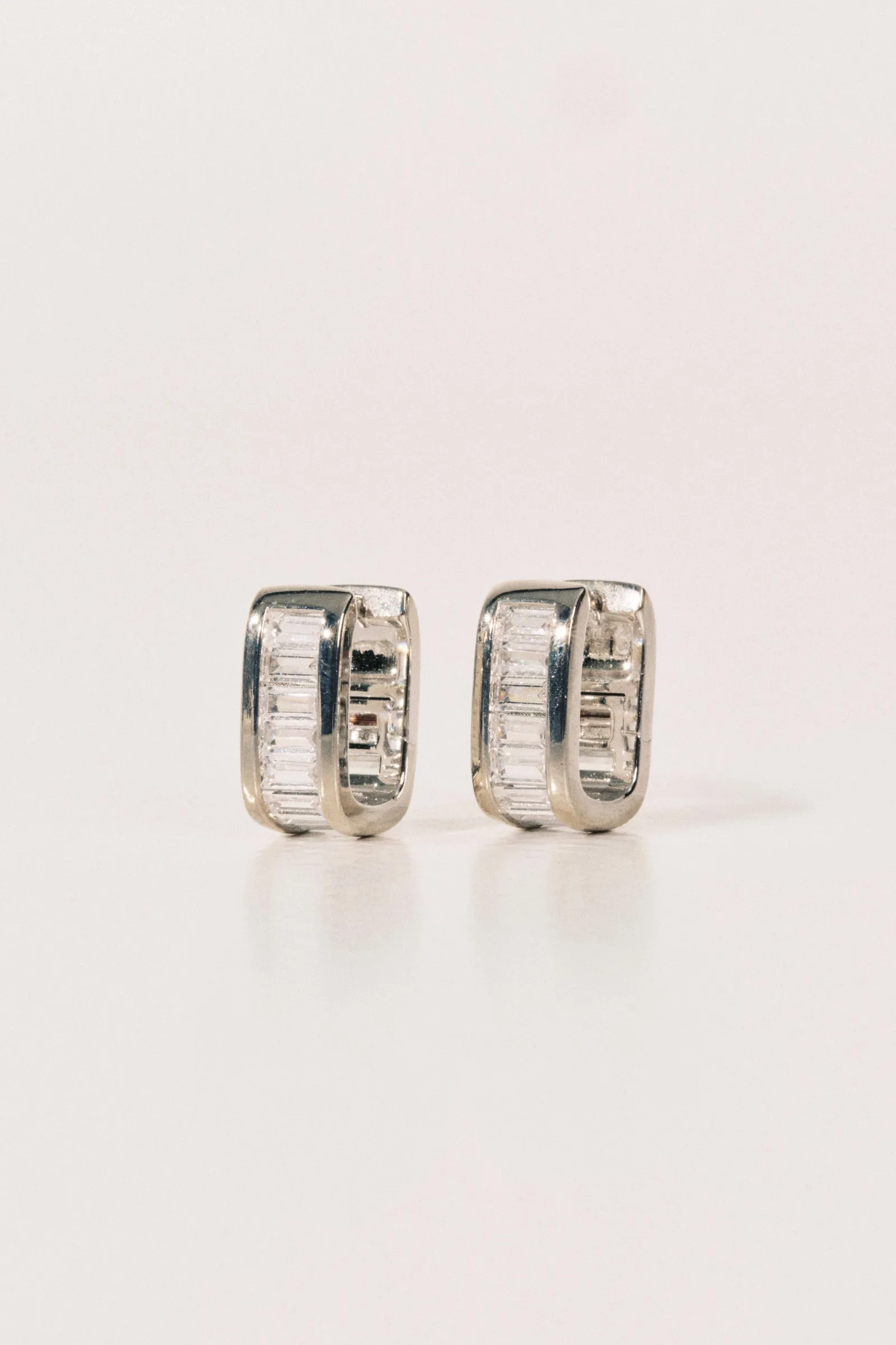 Crystal Baguette Huggies Silver sold by Dehanche product image thumbnail 3