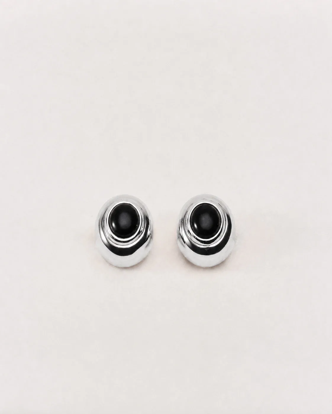 Stone Stud Earring Onyx & Silver sold by Dehanche