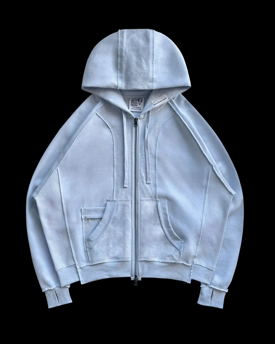DECONSTRUCTED ZIP HOODIE ICED BLUE | Parallel DECONSTRUCTED ZIP HOODIE ICED BLUE | Parallel