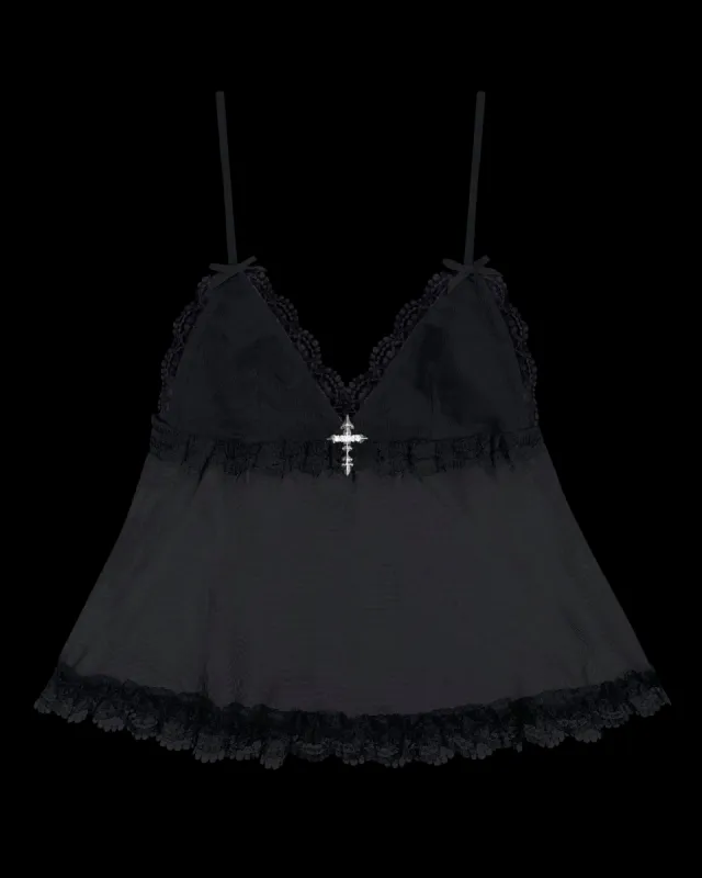 FERAL SHEER MESH CAMI TOP BLACK sold by Named collective