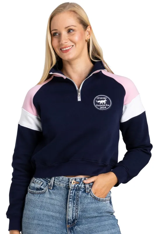 Cropped Quarter Zip | Navy sold by Cotswold Fox