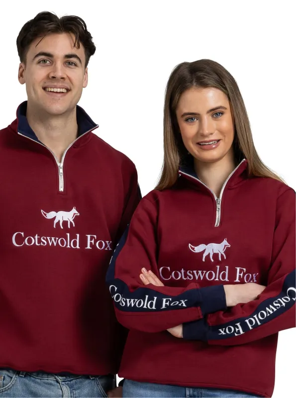 Cheltenham Unisex Quarter Zip | Burgundy sold by Cotswold Fox