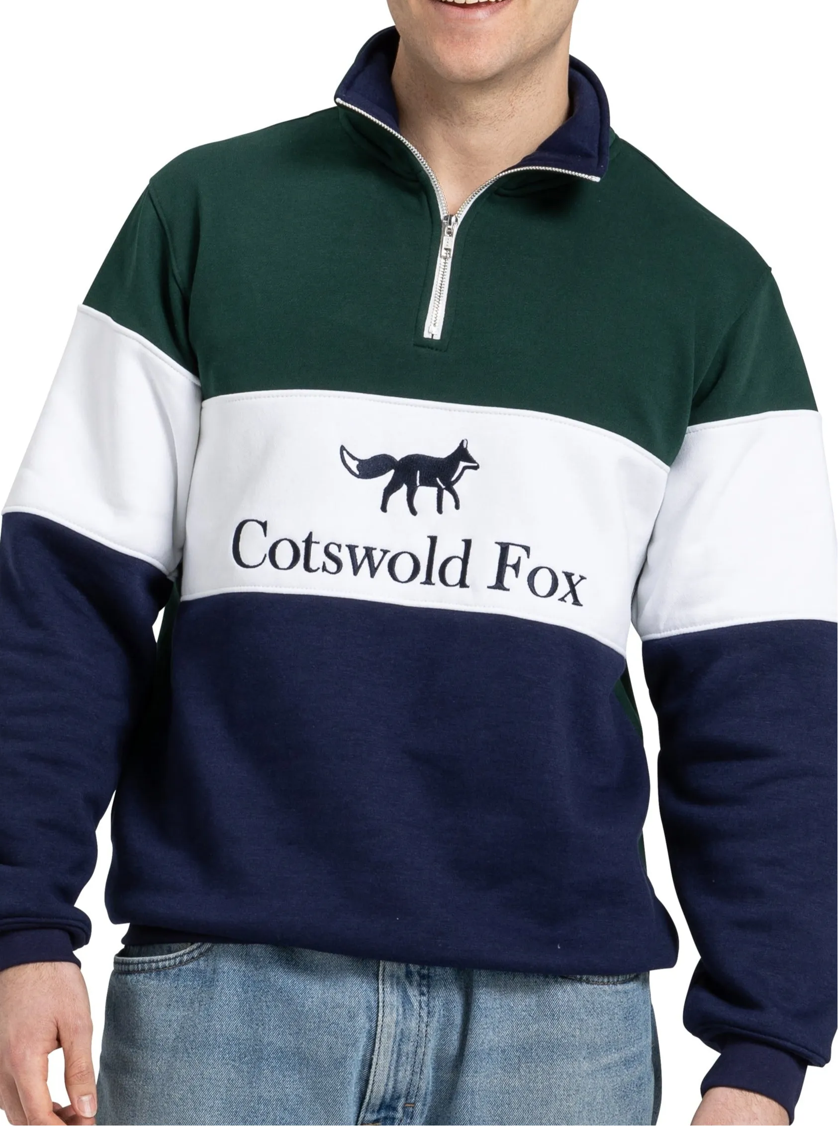 Cirencester Unisex Quarter Zip | Green sold by Cotswold Fox