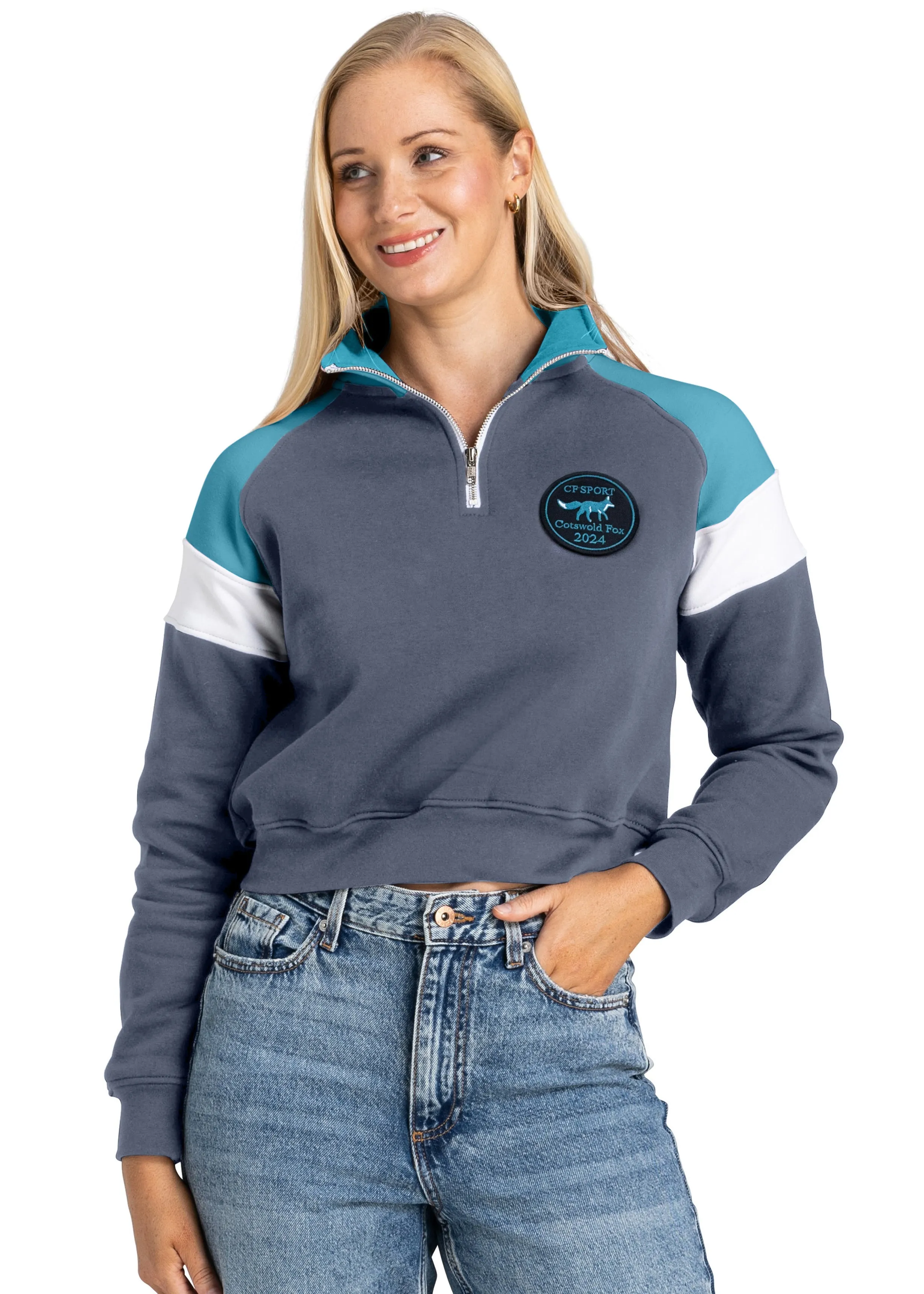 Cropped Quarter Zip | Graphite & Petrol sold by Cotswold Fox product image thumbnail 2