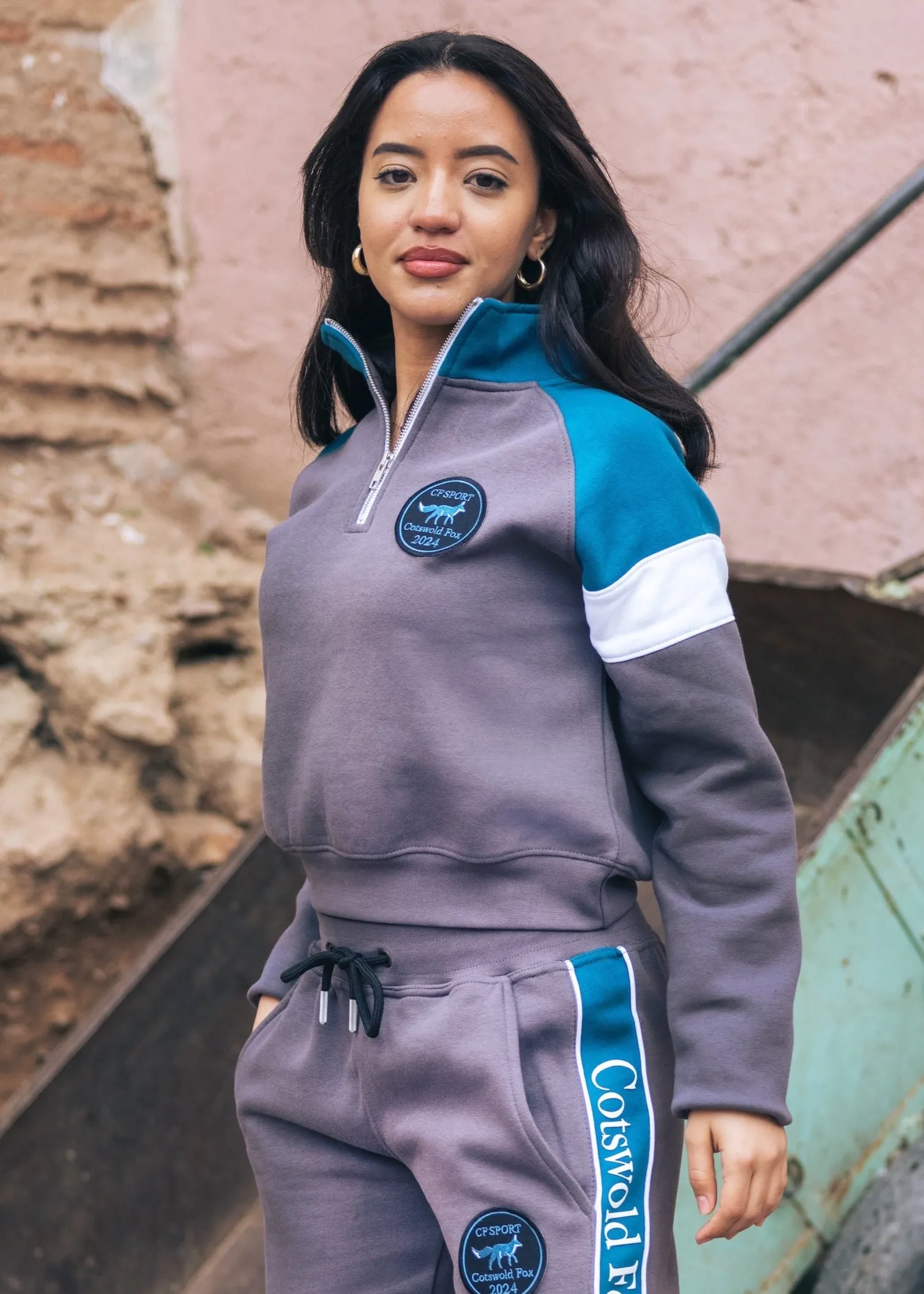 Cropped Quarter Zip | Graphite & Petrol sold by Cotswold Fox