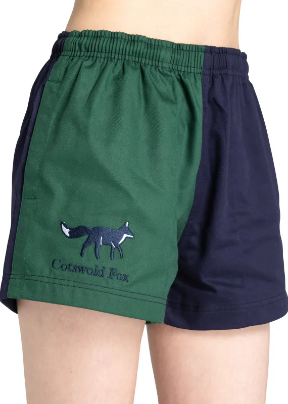 Unisex Harlequin Shorts | Green & Navy sold by Cotswold Fox