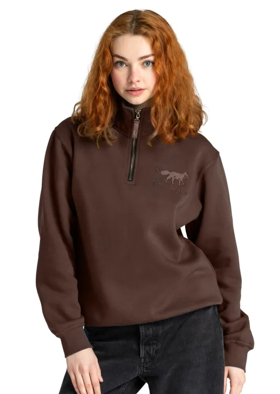 Tetbury Unisex Quarter Zip | Chocolate sold by Cotswold Fox