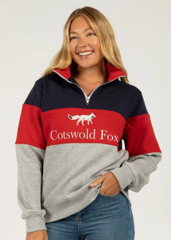 LIMITED EDITION  Unisex Quarter Zip | Grey, Red, Navy sold by Cotswold Fox