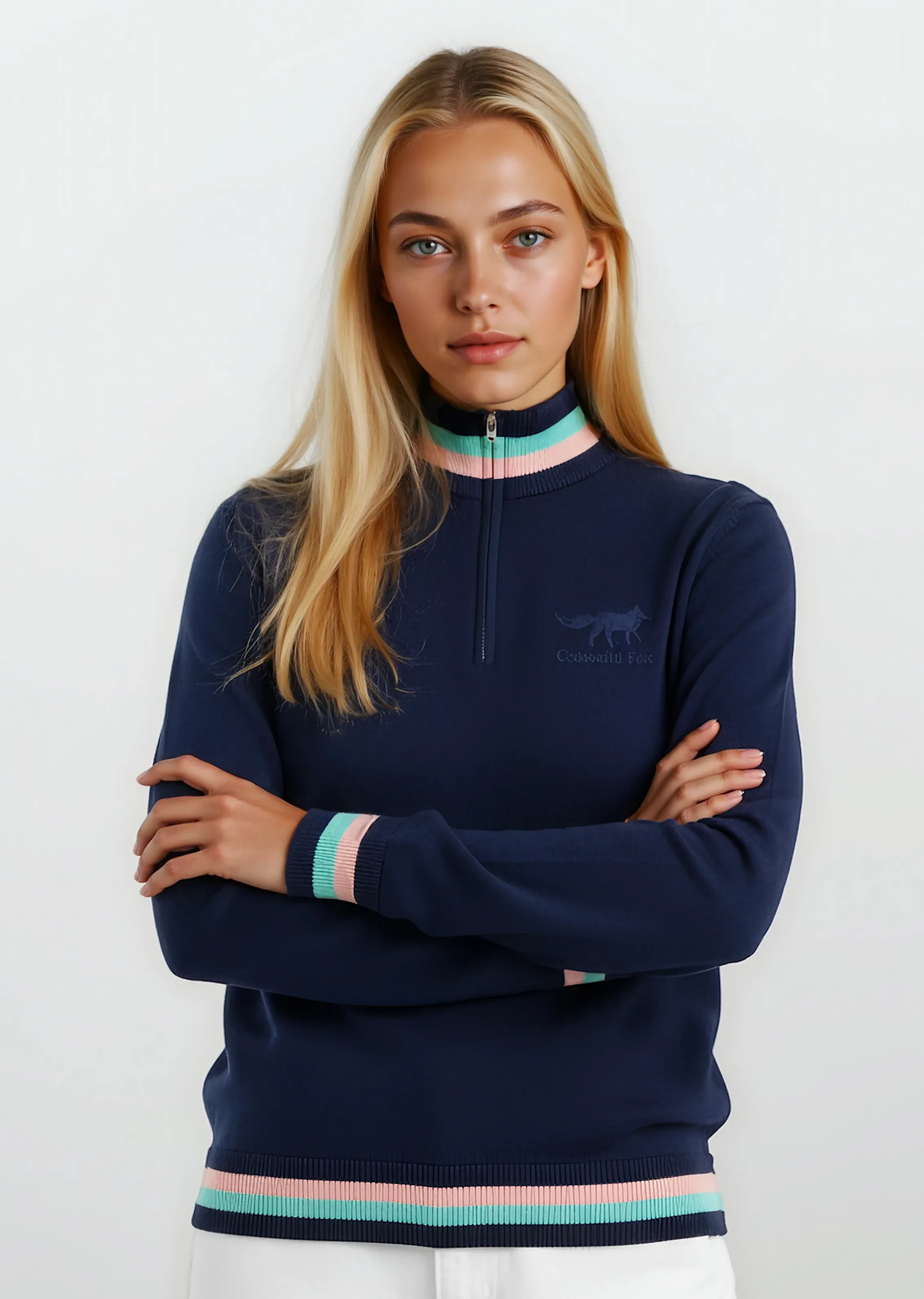 Knitted Quarter Zip | Navy sold by Cotswold Fox