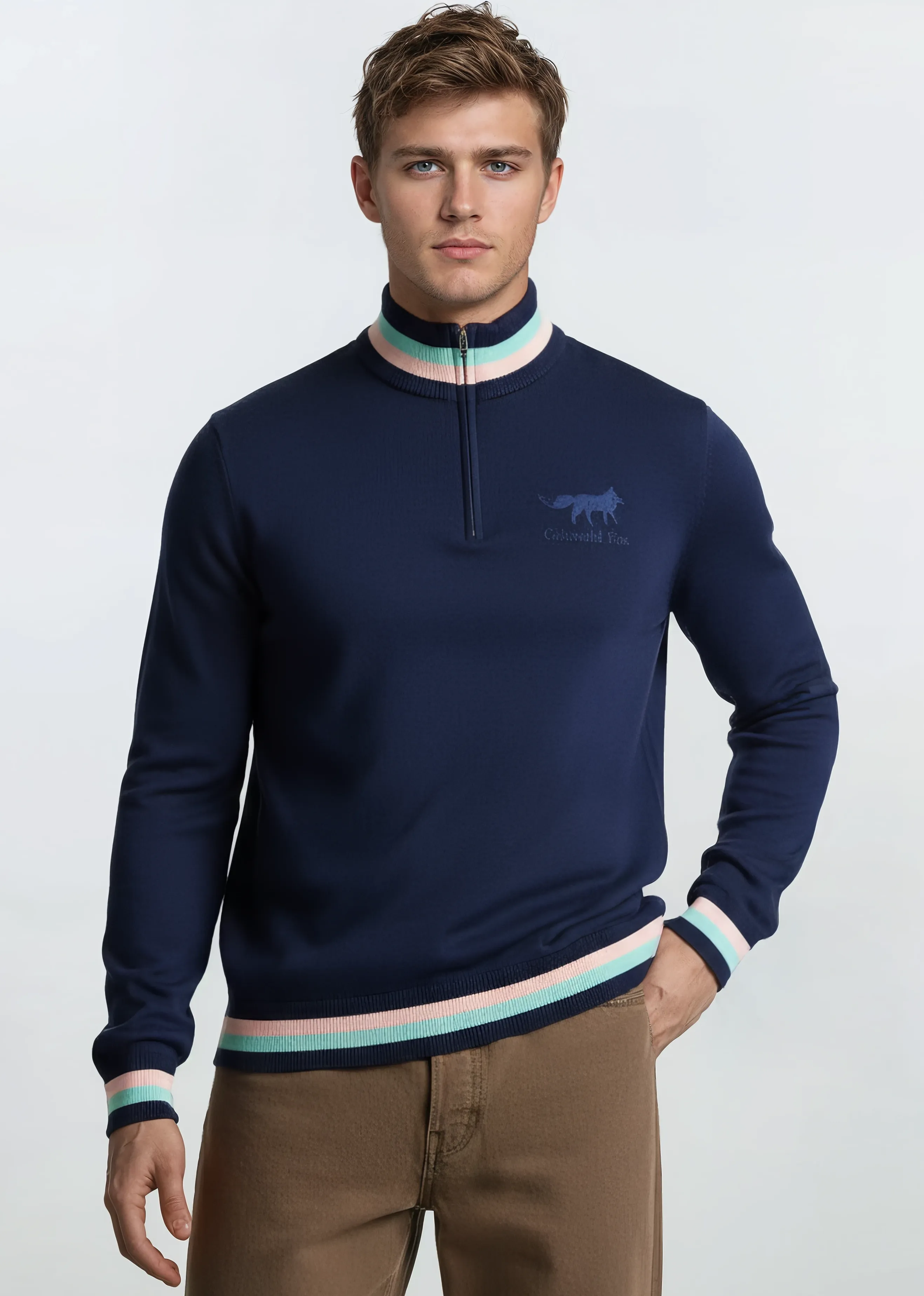 Knitted Quarter Zip | Navy sold by Cotswold Fox product image thumbnail 2