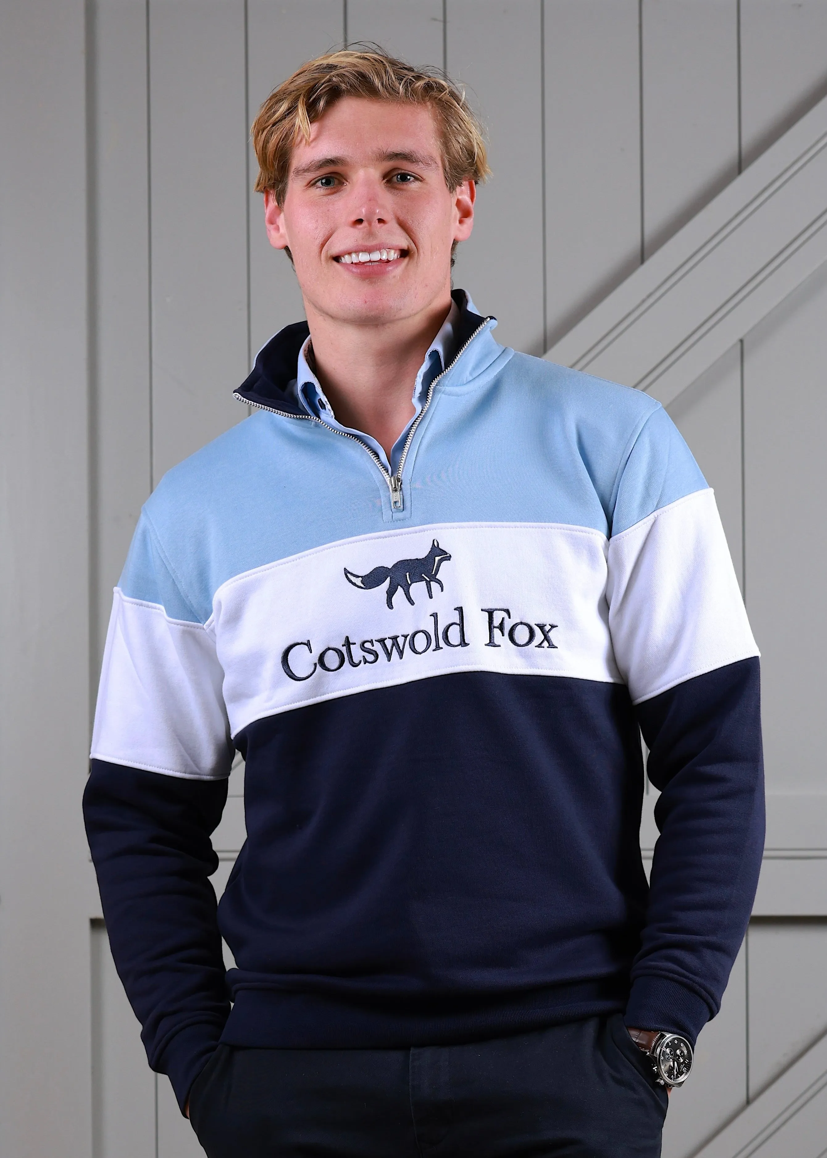 Cirencester Quarter Zip | Cornflower Blue sold by Cotswold Fox product image thumbnail 2