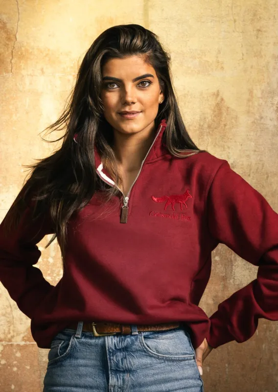 Tetbury Quarter Zip | Burgundy sold by Cotswold Fox