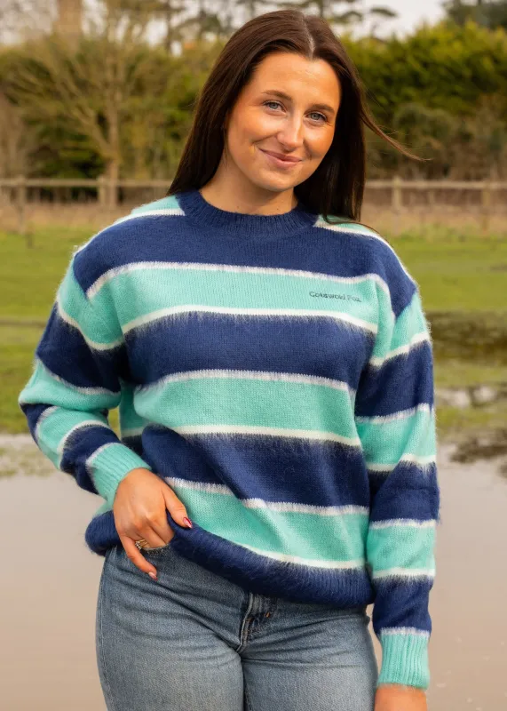 Bourton Stripe Jumper | Mint & Blue sold by Cotswold Fox