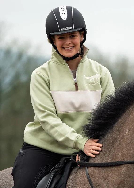 Meg Elphick Eventing Quarter Zip | Sage & Cream sold by Cotswold Fox