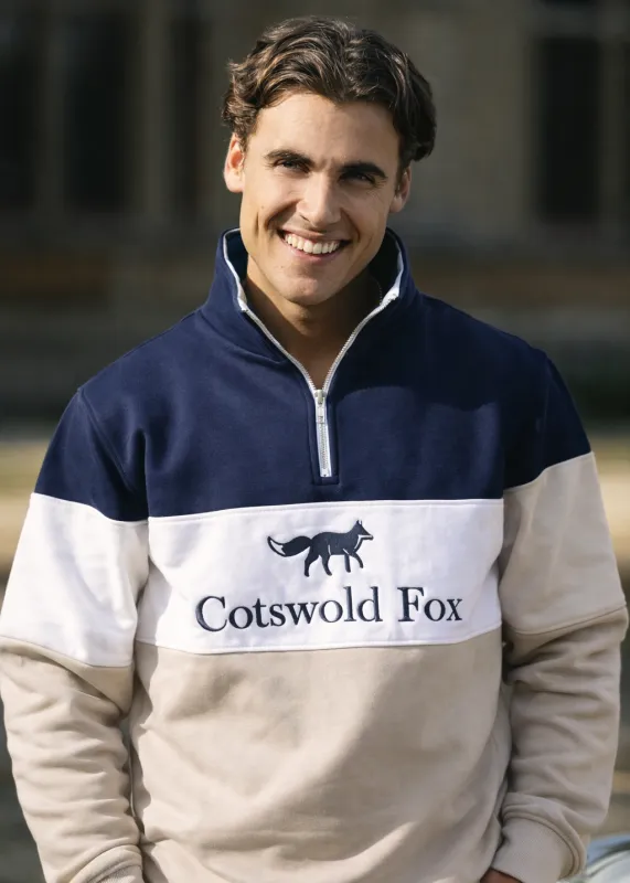 LIMITED EDITION | Cirencester Quarter Zip | Navy & Grey made by Cotswold Fox