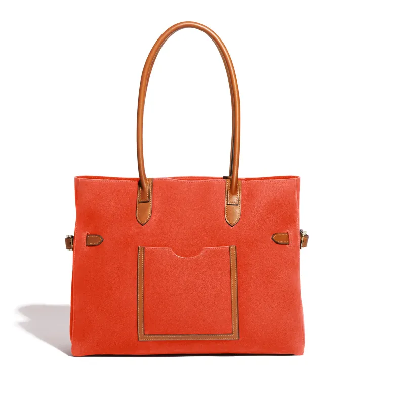 Lectoure Horizontal Tote in Coquelicot Adagio leather sold by Joseph Duclos