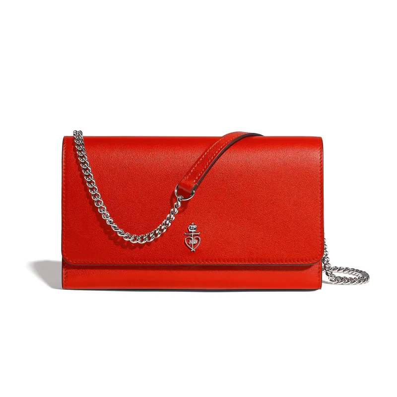 Lectoure Sonate Leather Clutch in Coquelicot Sonate leather sold by Joseph Duclos