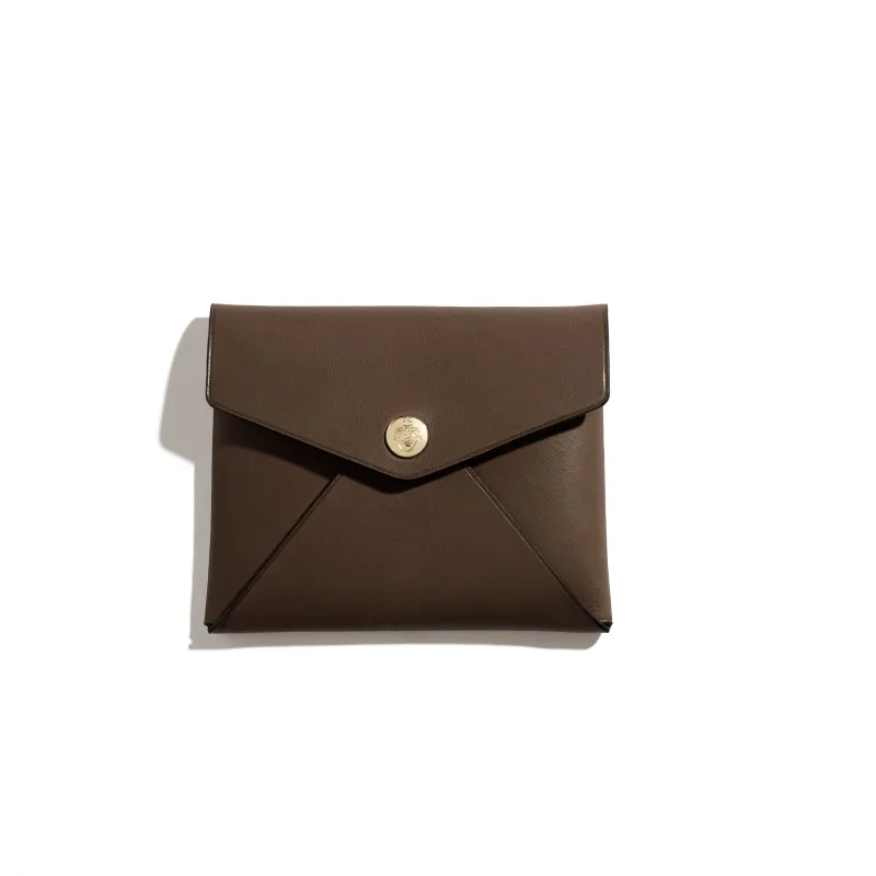 Saint-Clair Envelope Clutch Pliage in Ardoise Héritage leather made by Joseph Duclos