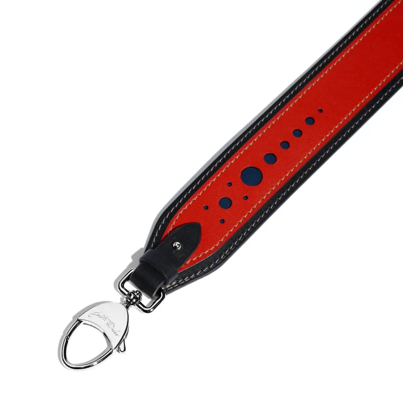 Perforated Leather Strap in Coquelicot Mezzo leather sold by Joseph Duclos