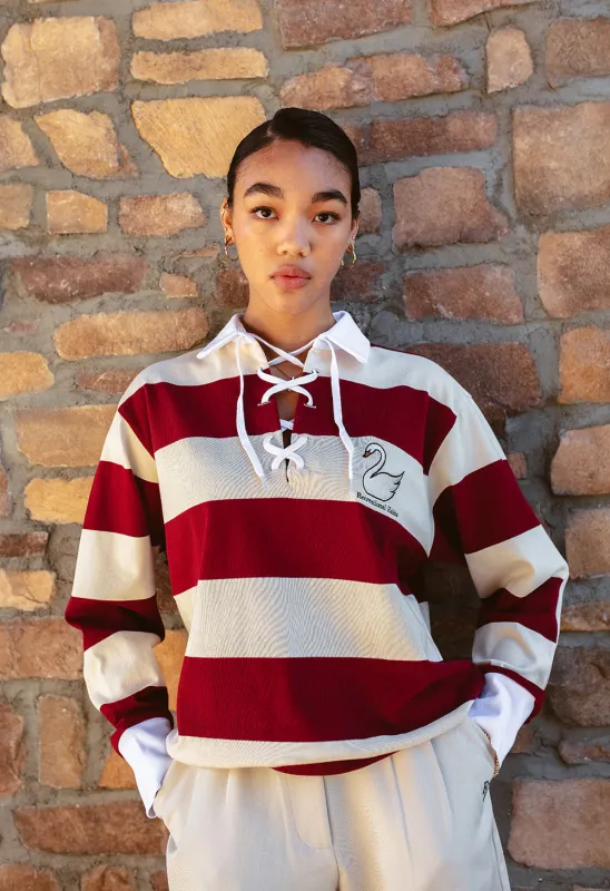Ilona Striped Rugby in Maroon sold by Recreational Habits