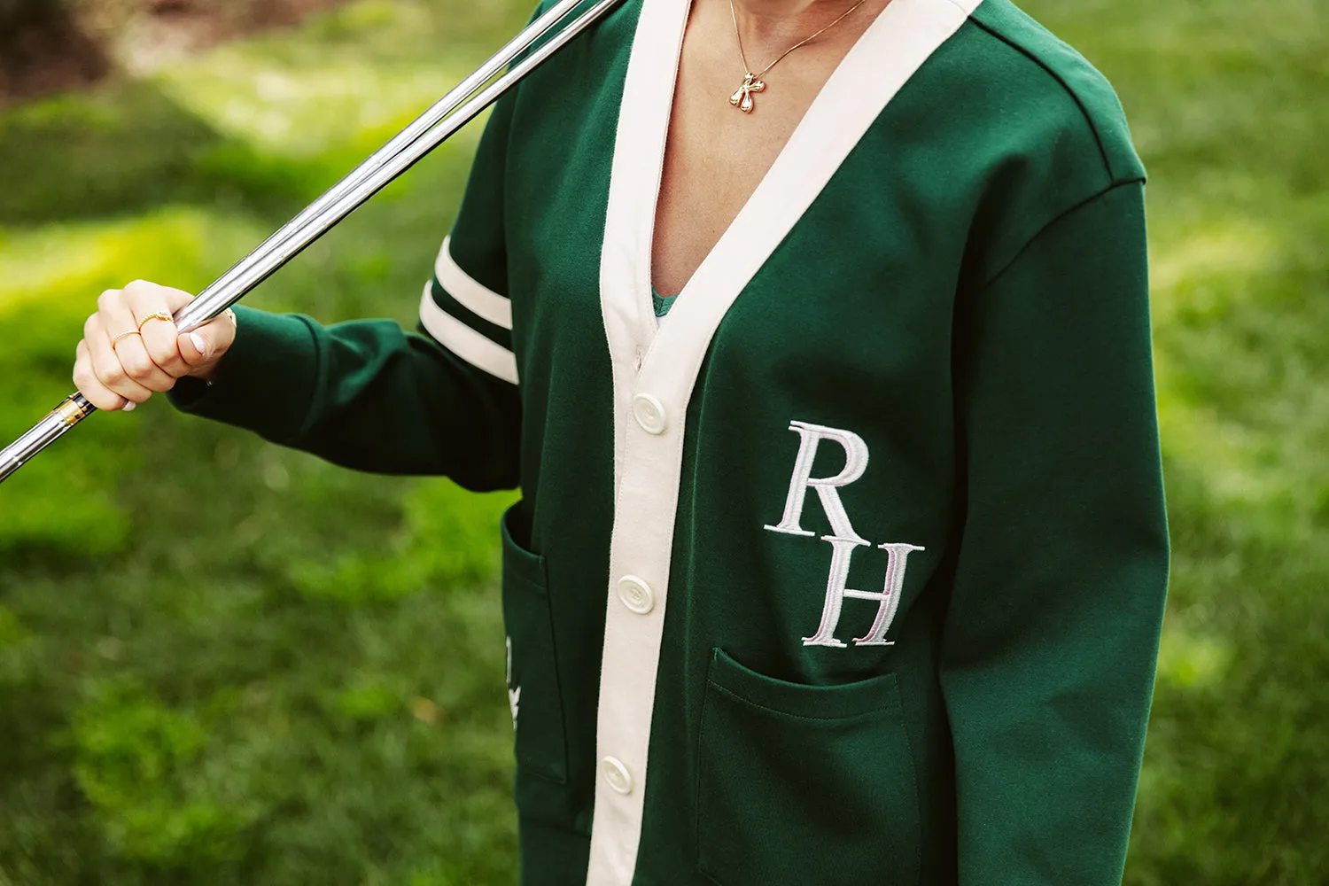 Hampton Interlock Cardigan in Green sold by Recreational Habits product image thumbnail 3