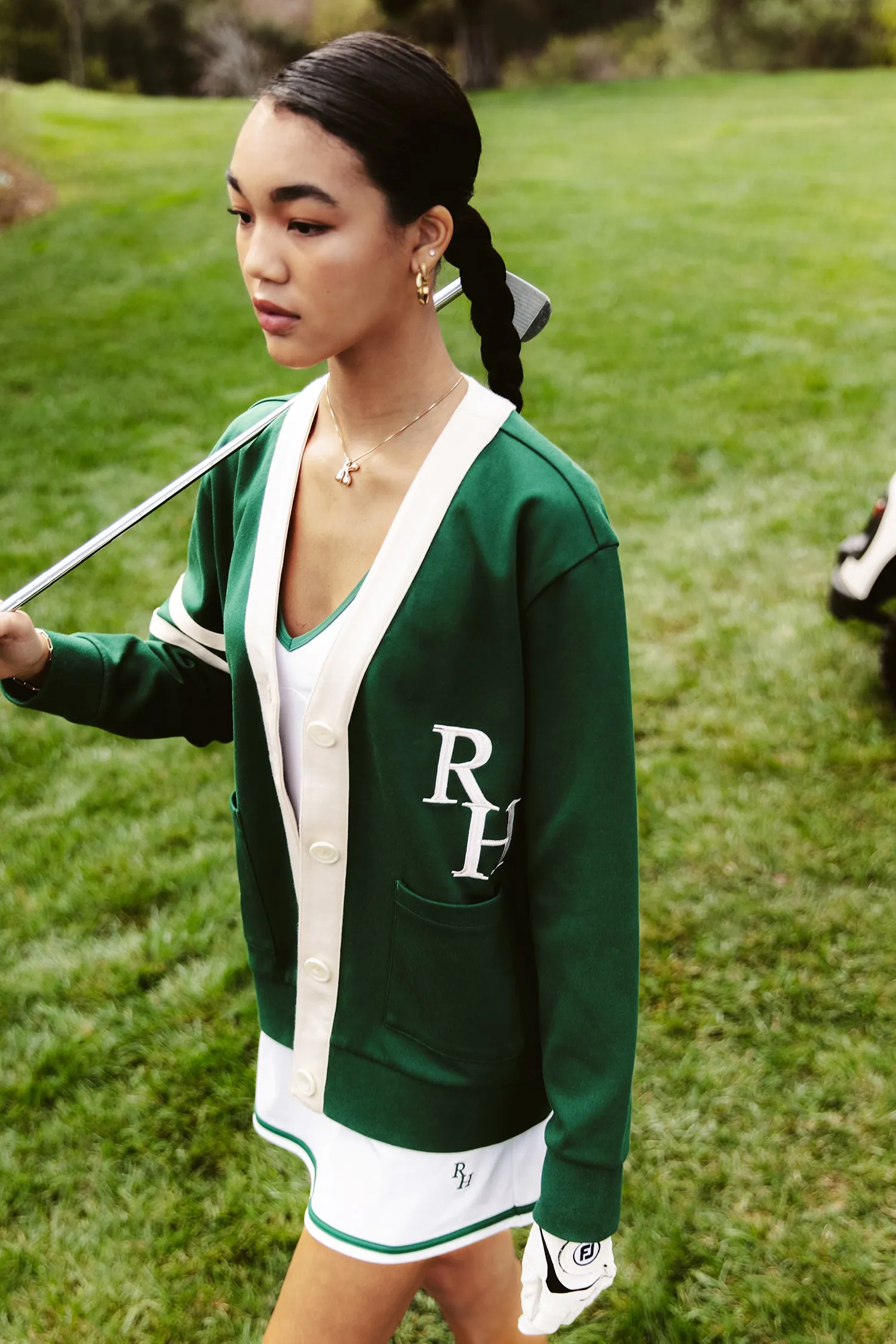 Hampton Interlock Cardigan in Green sold by Recreational Habits product image thumbnail 2