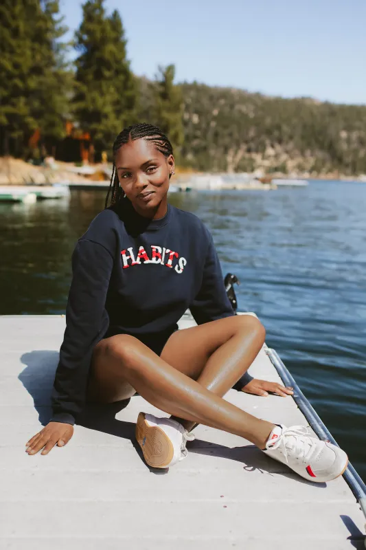 Recreational Habits x Keds Cropped Habits Crew in Navy sold by Recreational Habits
