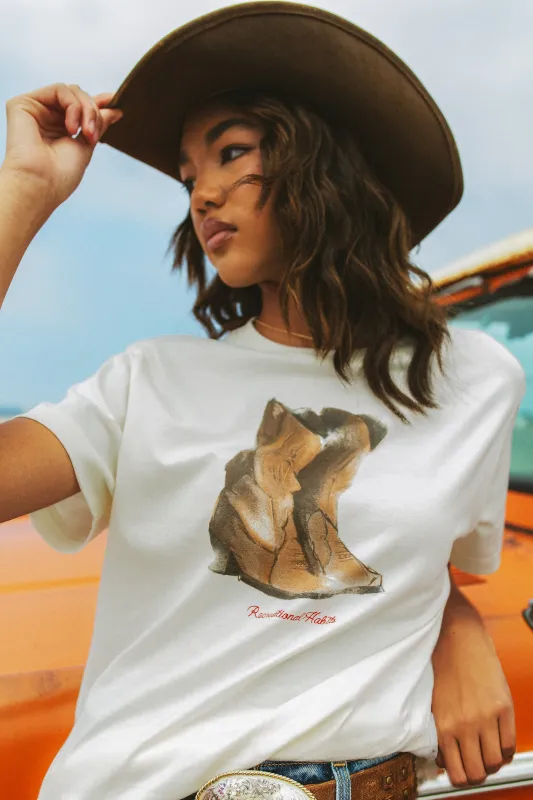 Morgan Boots Graphic Tee in Washed Cream made by Recreational Habits