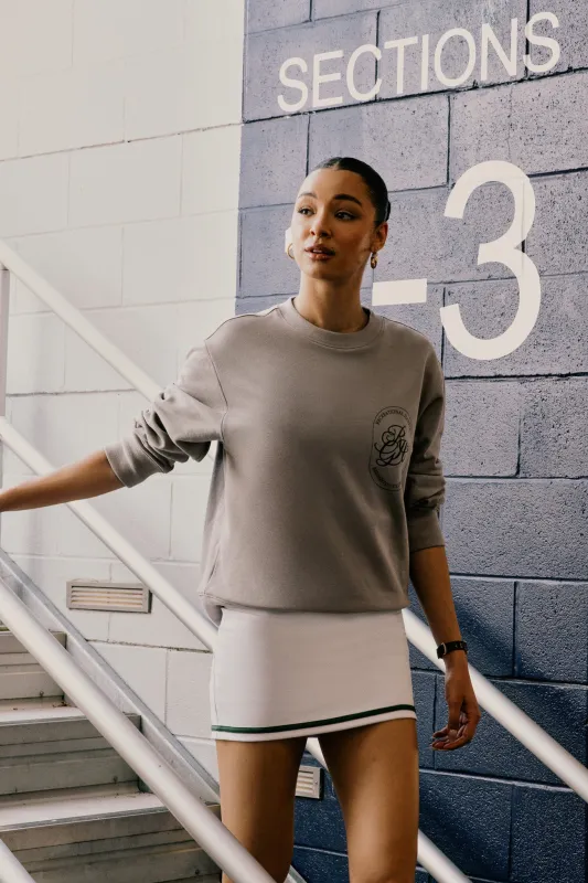 Cornell Crewneck in Grey with Clubhouse Graphic sold by Recreational Habits