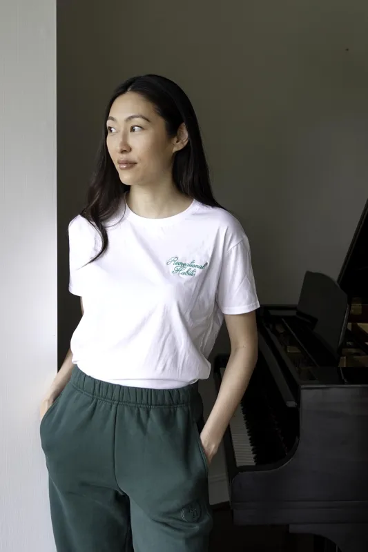 Forever Tee in White with Classic Script made by Recreational Habits
