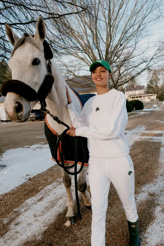 Moose Unisex Equestrian Jogger in White made by Recreational Habits