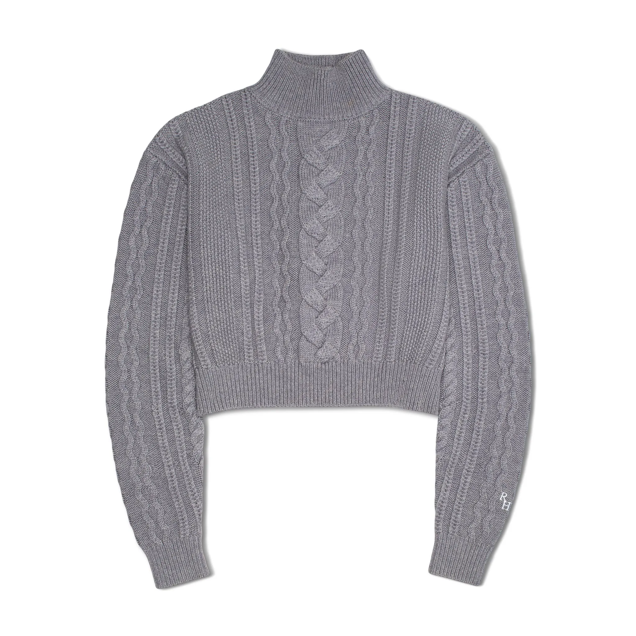 Dallas Cable Knit Turtleneck Sweater in Grey sold by Recreational Habits product image thumbnail 3