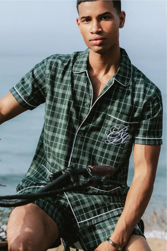 Gatsby PJ Shirt in Green Tartan made by Recreational Habits