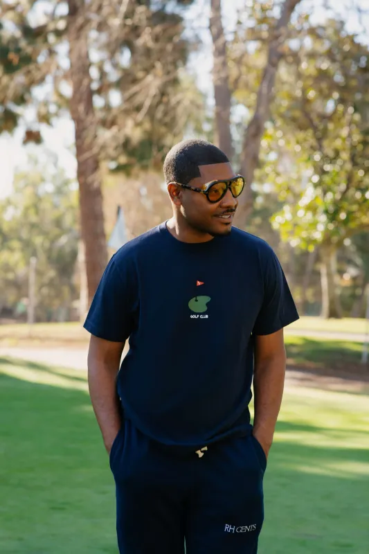 Bogey Short Sleeve Tee with Flag in Navy sold by Recreational Habits