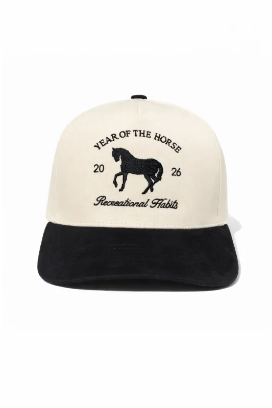 Year Of The Horse Trucker Hat in Black made by Recreational Habits