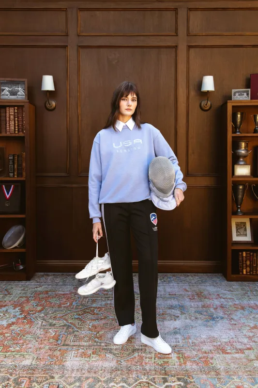 USA Fencing Crewneck in Blue made by Recreational Habits