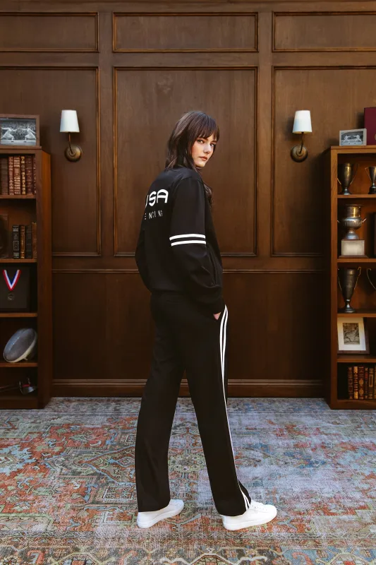 USA Fencing Tricot Track Pant in Black made by Recreational Habits