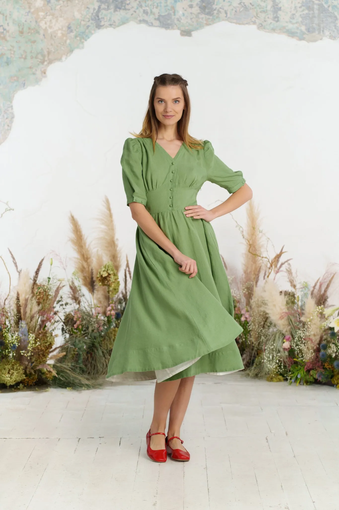 Diane Dress, Puffed Sleeve sold by Son de Flor product image thumbnail 3