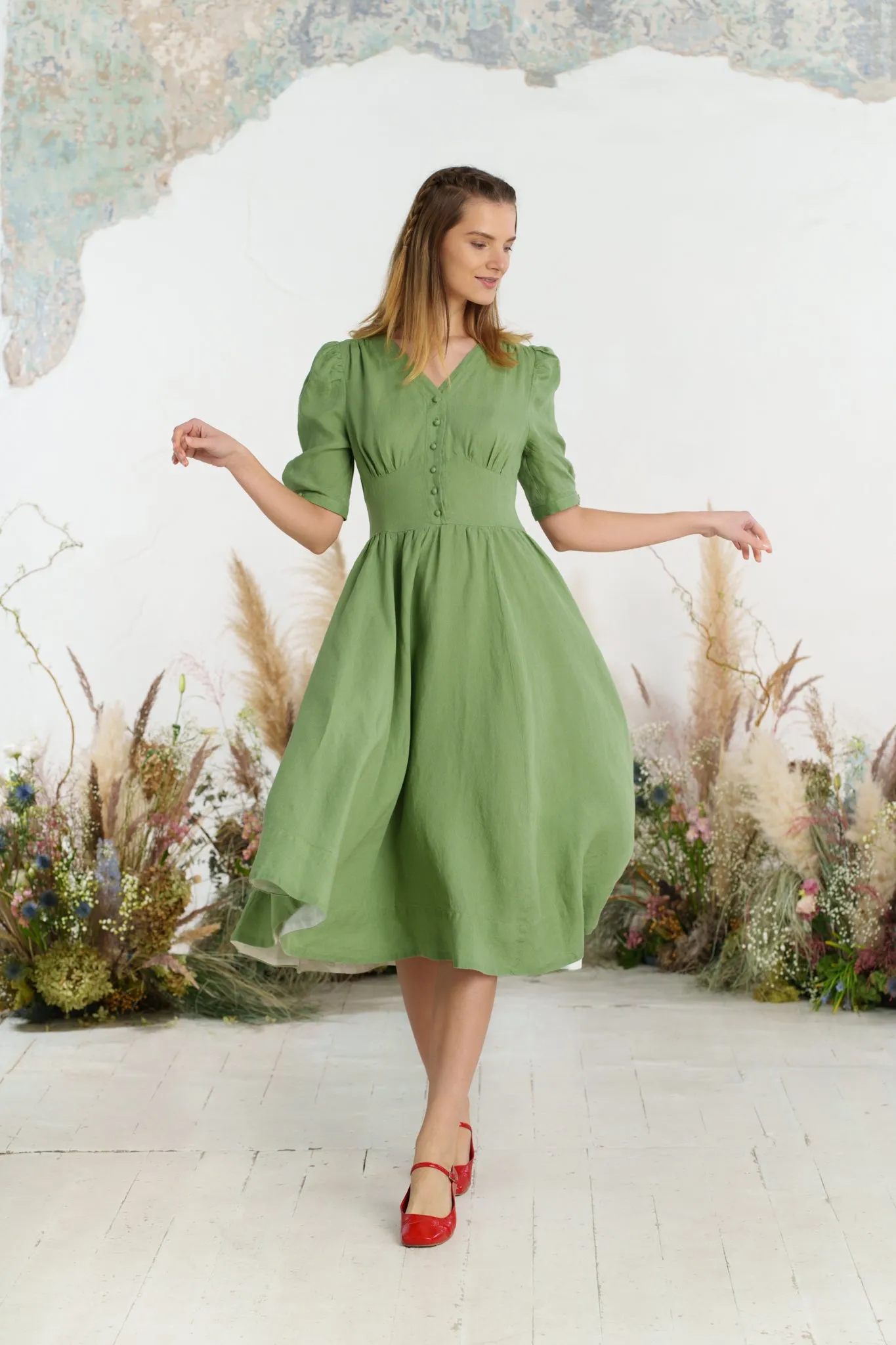 Diane Dress, Puffed Sleeve sold by Son de Flor product image thumbnail 2