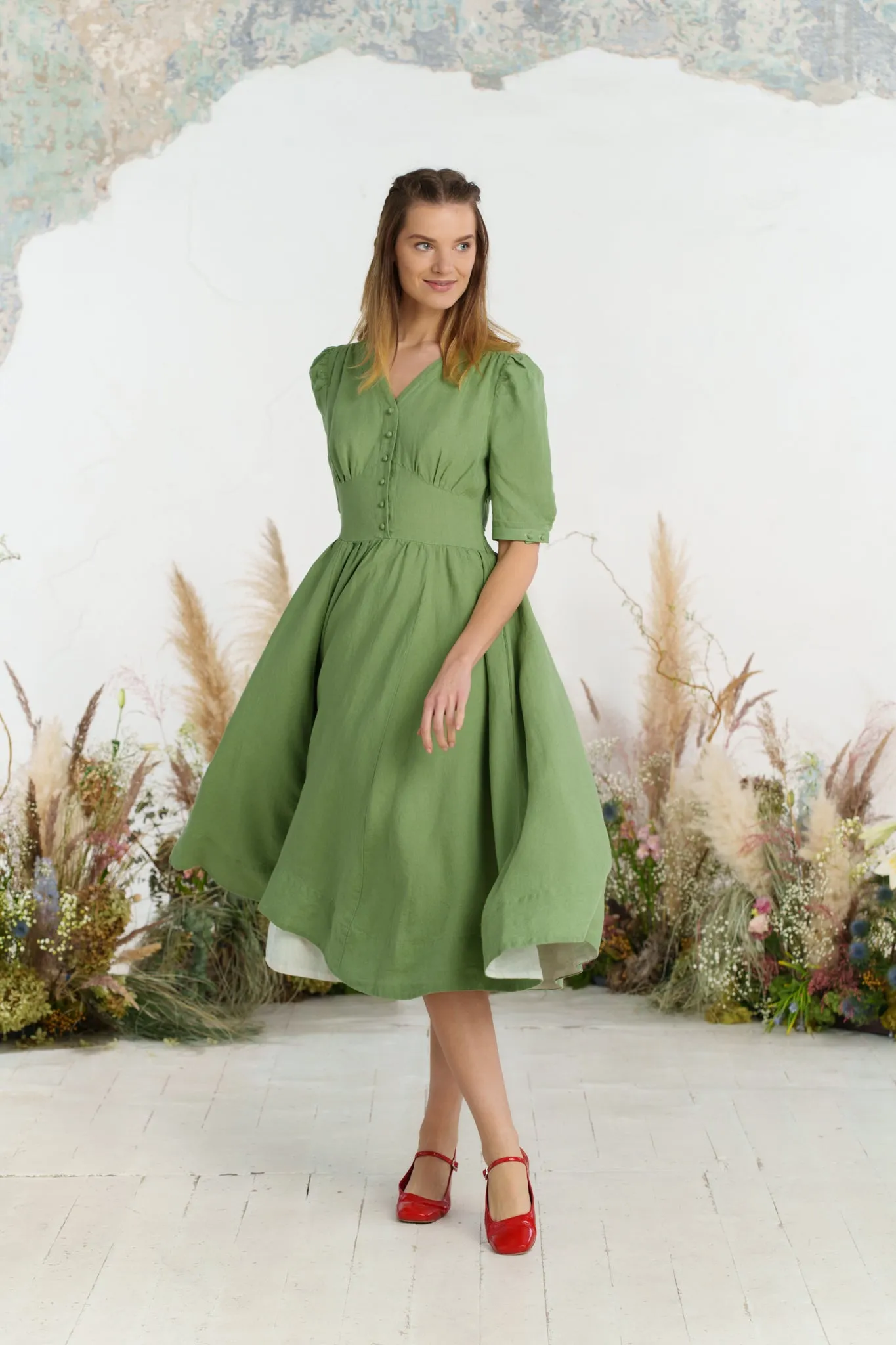 Diane Dress, Puffed Sleeve sold by Son de Flor product image thumbnail 5