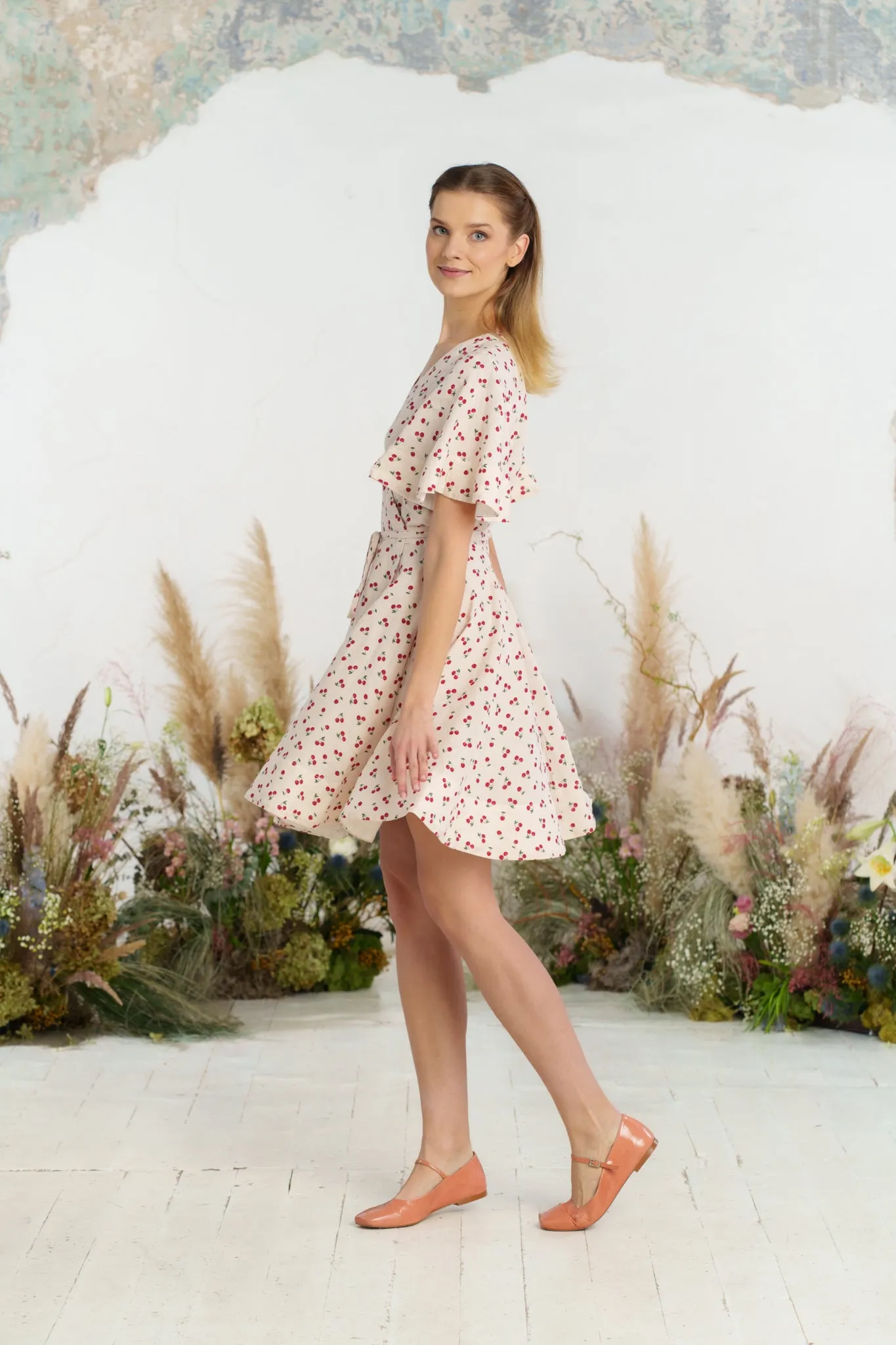 Mini Wrap Dress, Butterfly Sleeve sold by Son de Flor product image thumbnail 4