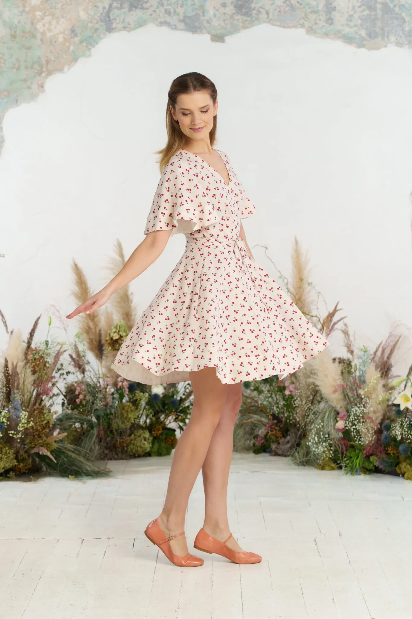Mini Wrap Dress, Butterfly Sleeve sold by Son de Flor product image thumbnail 2