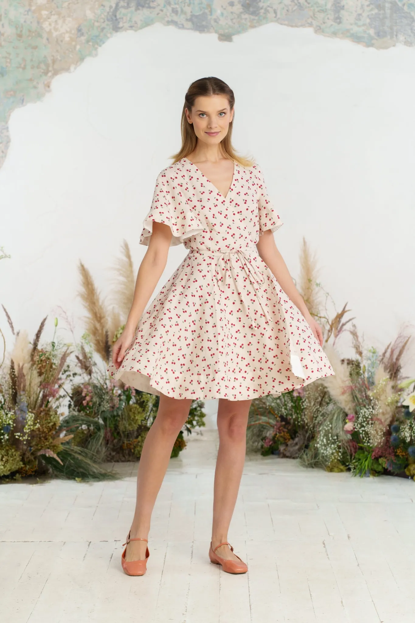 Mini Wrap Dress, Butterfly Sleeve sold by Son de Flor product image thumbnail 3