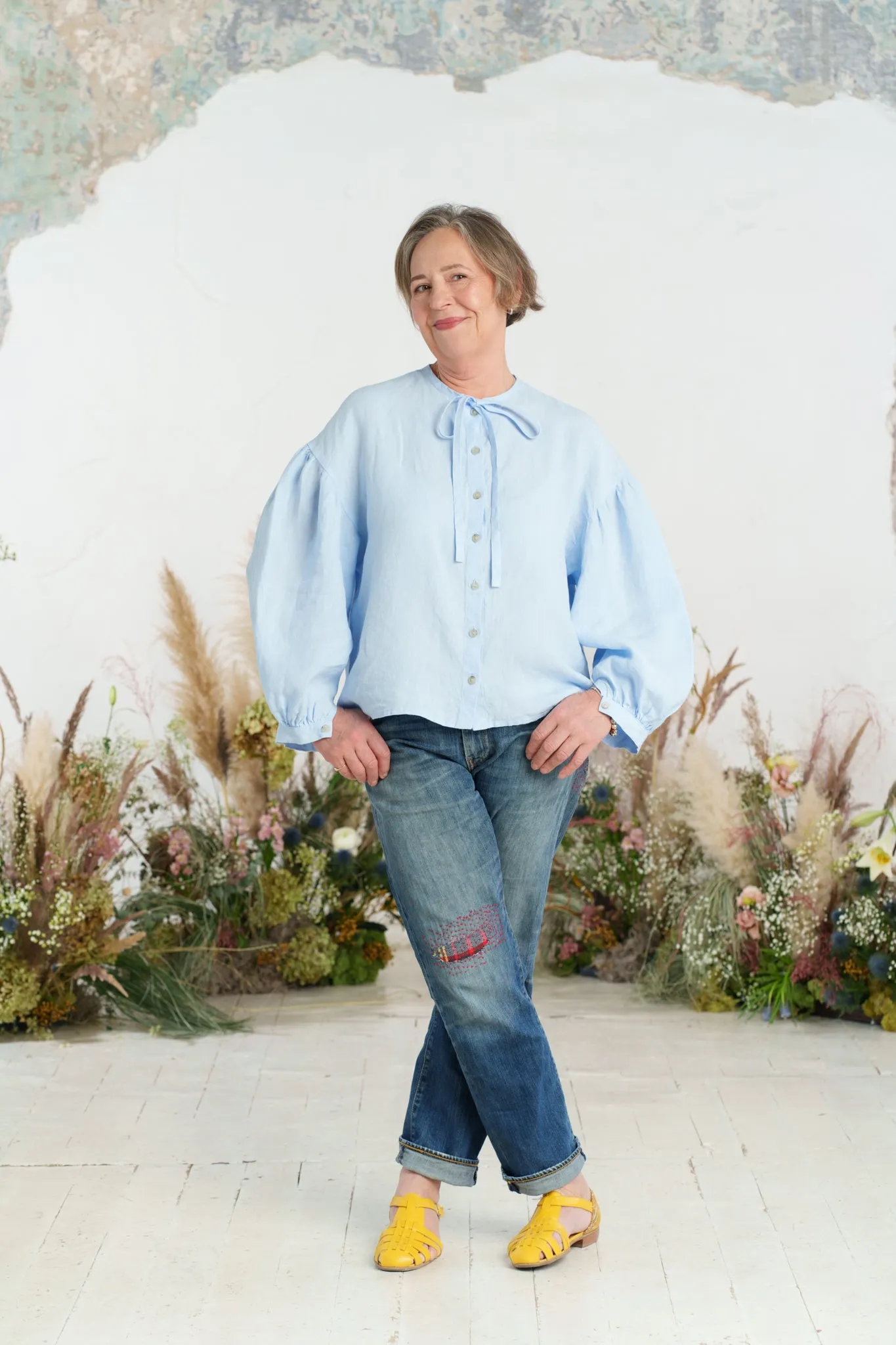 Clementine – Linen Shirt with Bow-Tie Collar sold by Son de Flor product image thumbnail 3