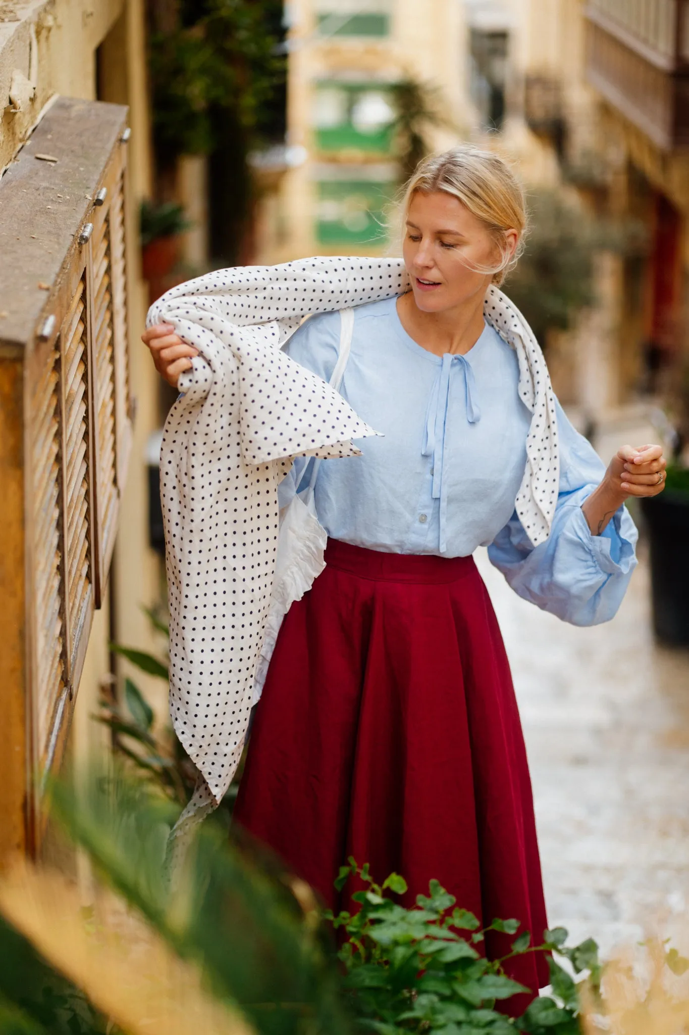 Clementine – Linen Shirt with Bow-Tie Collar sold by Son de Flor