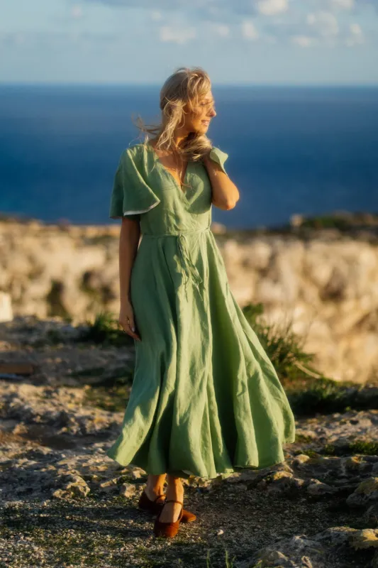 Maxi Wrap Dress, Butterfly Sleeve sold by Son de Flor